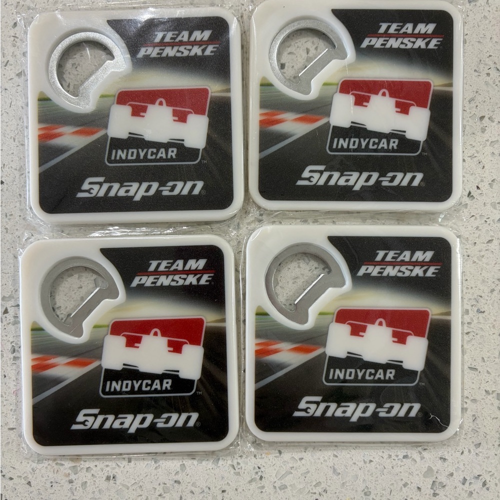 Snap-on Team Penske IndyCar Bottle Opener Coasters - Black/White (Set of 4)